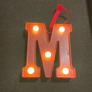 Beautiful letter M light ornament